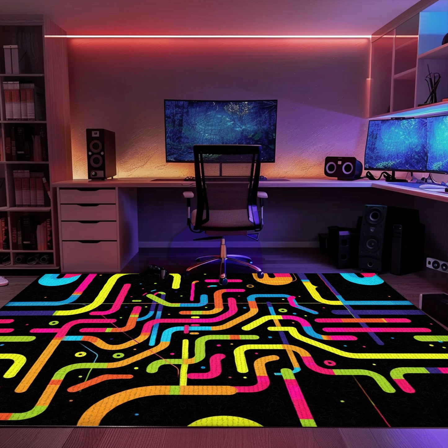 Vibrant 70s Retro Arcade Rug for Game Room, Perfect for Video Game Lovers and Living Room Decor, Arcade Decor, Gift for Gamers, Video Game Lovers G52