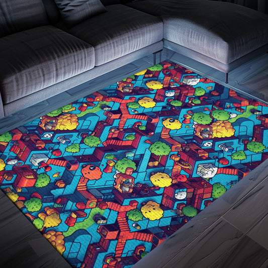 70s Retro Arcade Game Room Rug for Bedroom, Ideal for Gamers Looking to Enhance Their Gaming Space, Arcade Decor, Gift for Gamers, Video Game Lovers G46