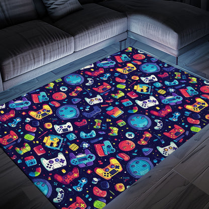 70s Retro Arcade Game Room Carpet for Gamers, Perfect for Living Room or Bedroom Decoration, Arcade Decor, Gift for Gamers, Video Game Lovers G44