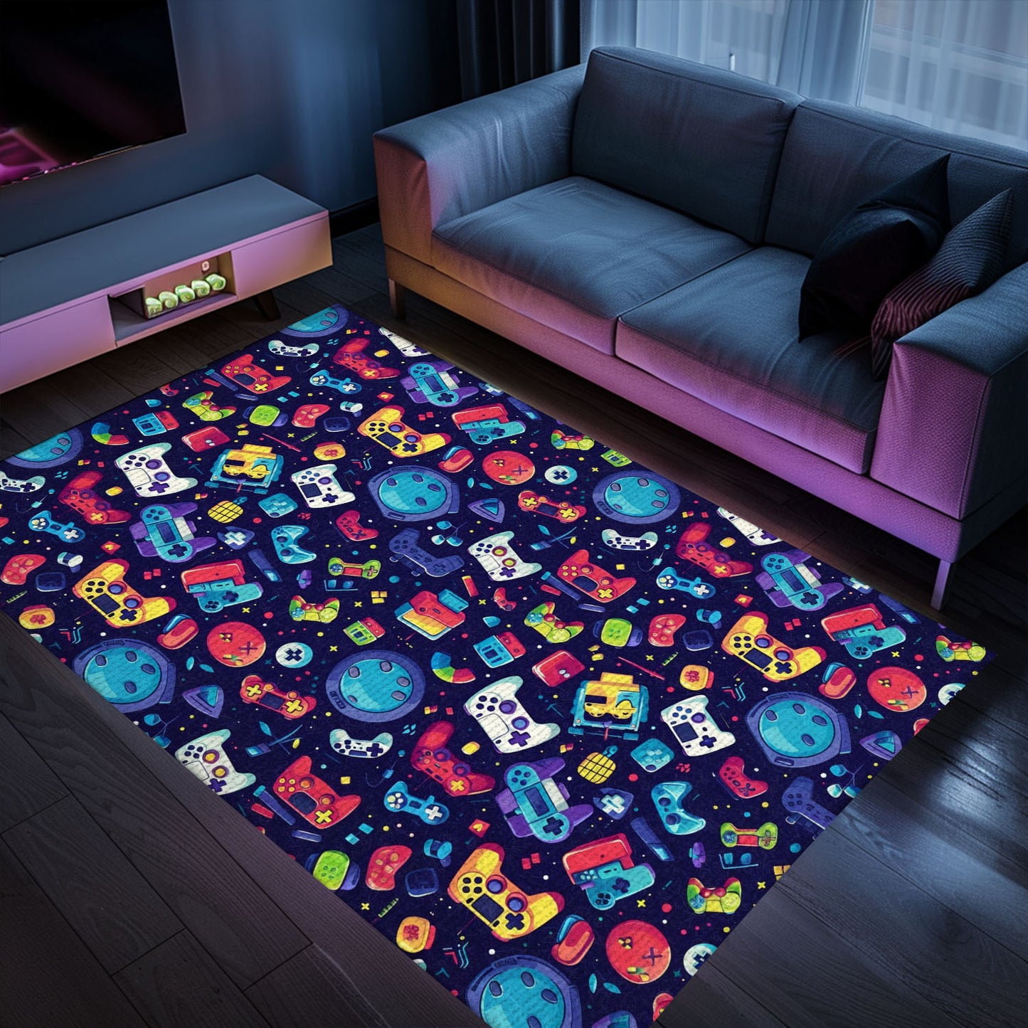 70s Retro Arcade Game Room Carpet for Gamers, Perfect for Living Room or Bedroom Decoration, Arcade Decor, Gift for Gamers, Video Game Lovers G44