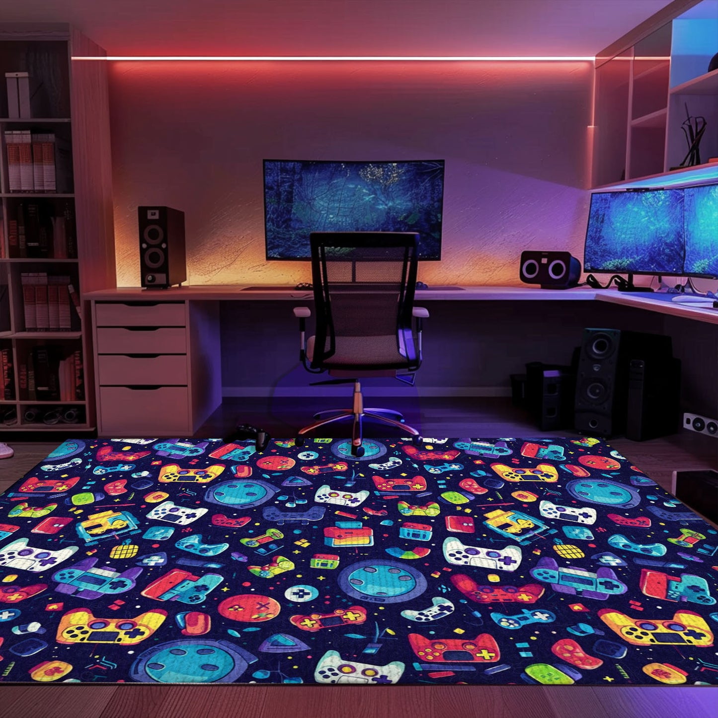 70s Retro Arcade Game Room Carpet for Gamers, Perfect for Living Room or Bedroom Decoration, Arcade Decor, Gift for Gamers, Video Game Lovers G44