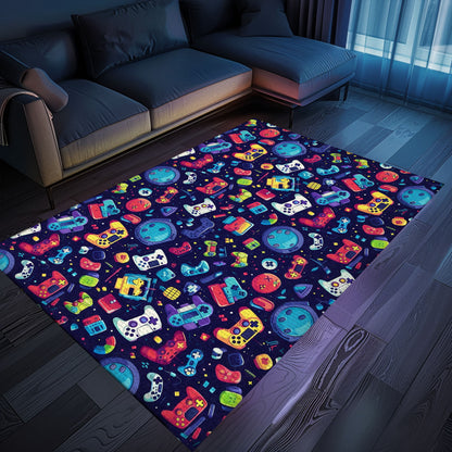 70s Retro Arcade Game Room Carpet for Gamers, Perfect for Living Room or Bedroom Decoration, Arcade Decor, Gift for Gamers, Video Game Lovers G44