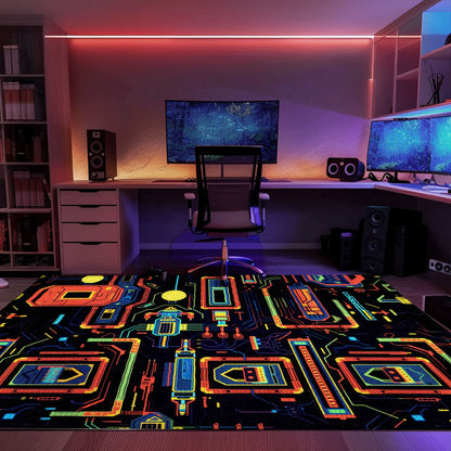 Stylish 70s Retro Arcade Rug for Game Room, an Excellent Gift Idea for Retro Video Game Lovers, Arcade Decor, Gift for Gamers, Video Game Lovers G43