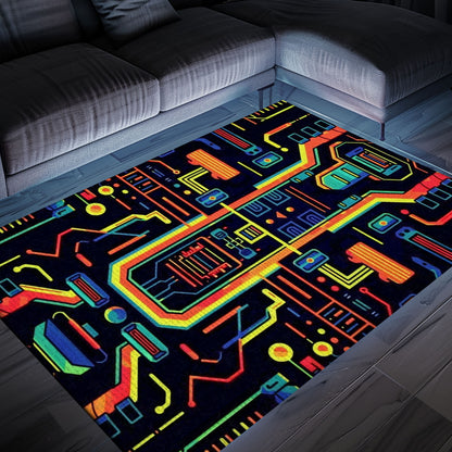 Vibrant 70s Retro Arcade Game Room Rug for Living Room, Perfect Gift for Gamers and Video Game Enthusiasts, Arcade Decor, Gift for Gamers, Video Game Lovers G41