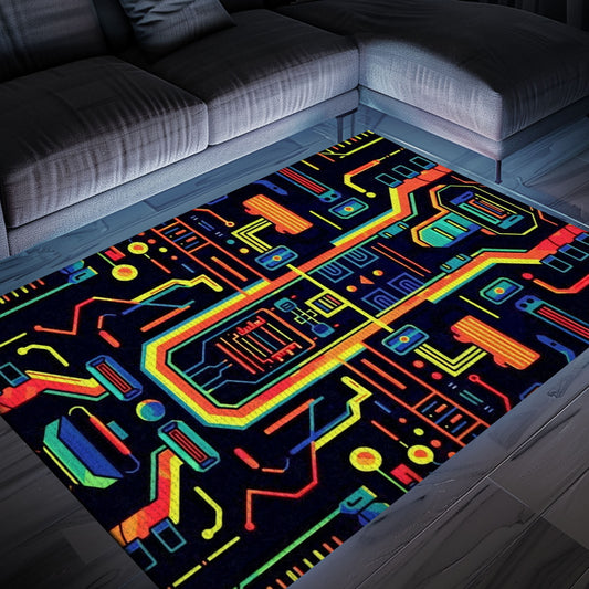 Vibrant 70s Retro Arcade Game Room Rug for Living Room, Perfect Gift for Gamers and Video Game Enthusiasts, Arcade Decor, Gift for Gamers, Video Game Lovers G41