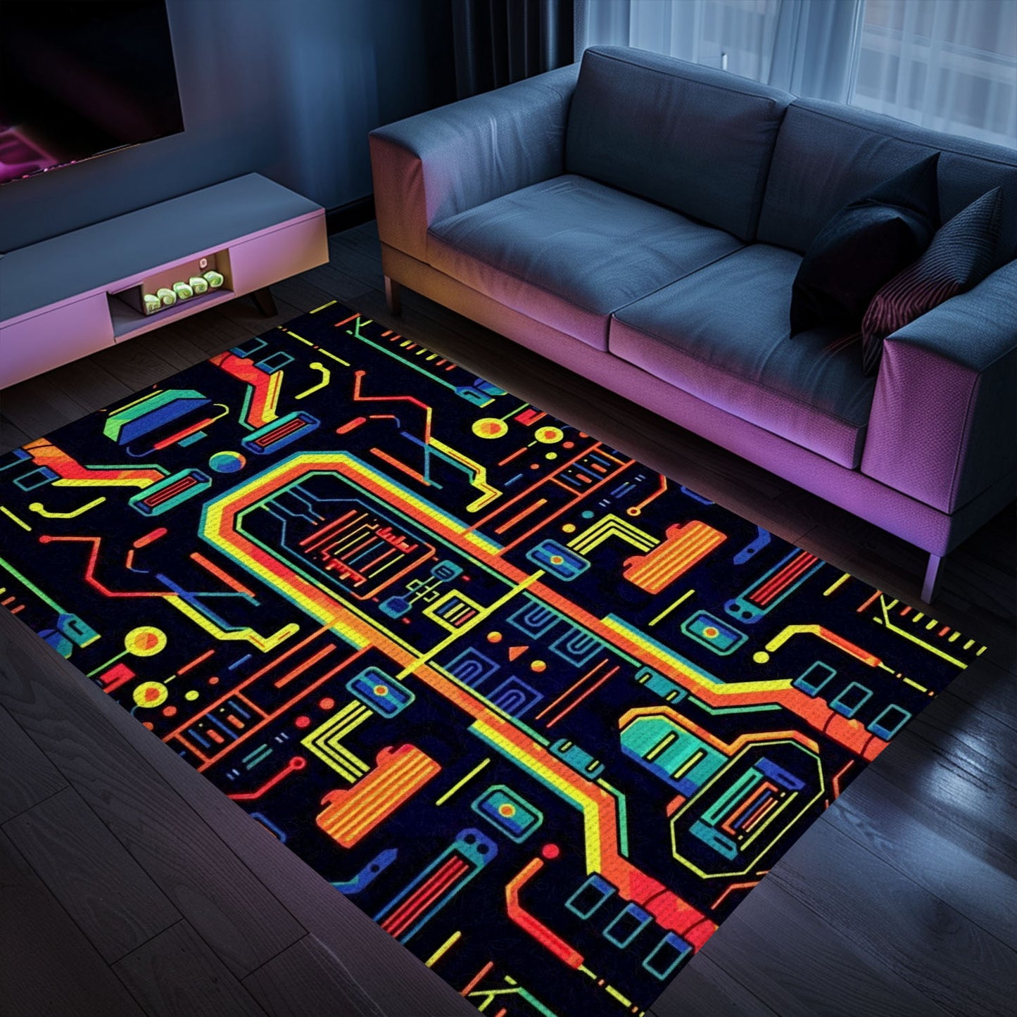 Vibrant 70s Retro Arcade Game Room Rug for Living Room, Perfect Gift for Gamers and Video Game Enthusiasts, Arcade Decor, Gift for Gamers, Video Game Lovers G41