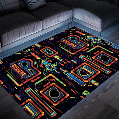 Classic 70s Arcade Rug for Living Room - Perfect for Video Game Enthusiasts and Nostalgic Decor Fans, Arcade Decor, Gift for Gamers, Video Game Lovers G40