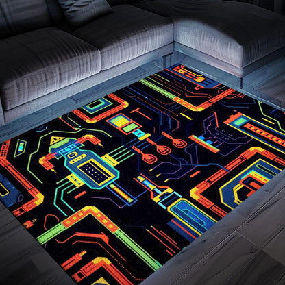 Gamers' Retro 70s Arcade Game Room Rug for Bedroom - Ideal for Video Game Fans and Classic Decor, Arcade Decor, Gift for Gamers, Video Game Lovers G37