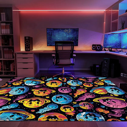 Retro 70s Style Game Room Rug for Living Room - Perfect for Video Game Lovers and Nostalgic Decor Fans, Arcade Decor, Gift for Gamers, Video Game Lovers G34