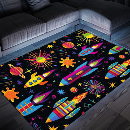 Funky 70s Arcade Game Room Rug for Bedroom - Ideal for Video Game Fans Looking to Add Retro Decor, Arcade Decor, Gift for Gamers, Video Game Lovers G29