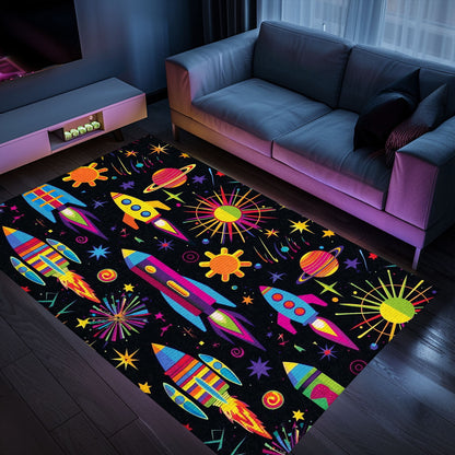 Funky 70s Arcade Game Room Rug for Bedroom - Ideal for Video Game Fans Looking to Add Retro Decor, Arcade Decor, Gift for Gamers, Video Game Lovers G29