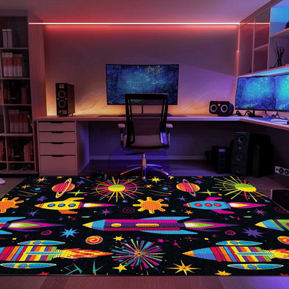 Funky 70s Arcade Game Room Rug for Bedroom - Ideal for Video Game Fans Looking to Add Retro Decor, Arcade Decor, Gift for Gamers, Video Game Lovers G29