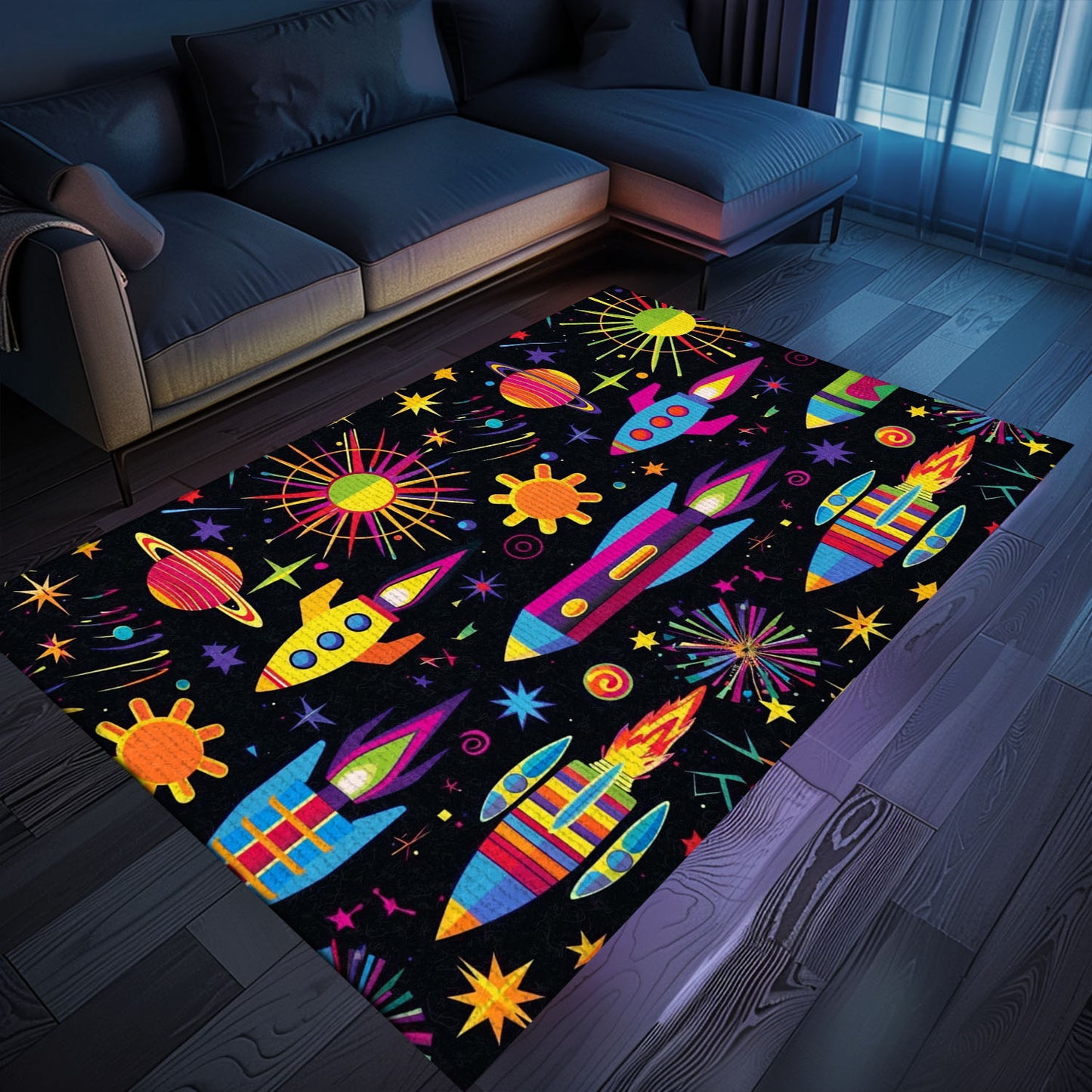 Funky 70s Arcade Game Room Rug for Bedroom - Ideal for Video Game Fans Looking to Add Retro Decor, Arcade Decor, Gift for Gamers, Video Game Lovers G29