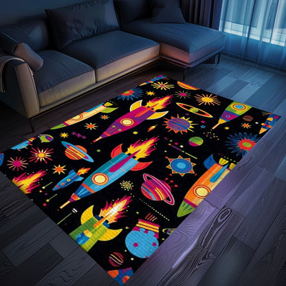 70s Retro Arcade Game Room Rug for Bedroom - Ideal for Video Game Lovers and Nostalgic Decor Fans, Arcade Decor, Gift for Gamers, Video Game Lovers G26