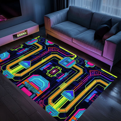 Elevate Your Living Room with a 70s Retro Arcade Game Room Rug - Perfect Arcade Decor and Gift for Gamers, Arcade Decor, Gift for Gamers, Video Game Lovers G21