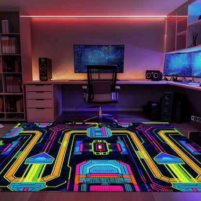 Elevate Your Living Room with a 70s Retro Arcade Game Room Rug - Perfect Arcade Decor and Gift for Gamers, Arcade Decor, Gift for Gamers, Video Game Lovers G21