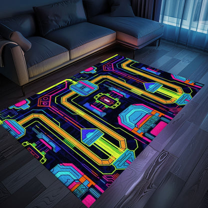 Elevate Your Living Room with a 70s Retro Arcade Game Room Rug - Perfect Arcade Decor and Gift for Gamers, Arcade Decor, Gift for Gamers, Video Game Lovers G21