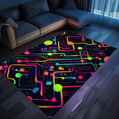 Retro 70s Arcade Rug for Living Room - Ideal for Video Game Lovers Looking to Add Nostalgic Decor, Arcade Decor, Gift for Gamers, Video Game Lovers G19