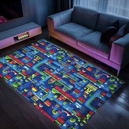 Retro 70s Style Arcade Carpet for Bedroom - A Unique Gift for Video Game Lovers and Arcade Decor Fans, Arcade Decor, Gift for Gamers, Video Game Lovers G14