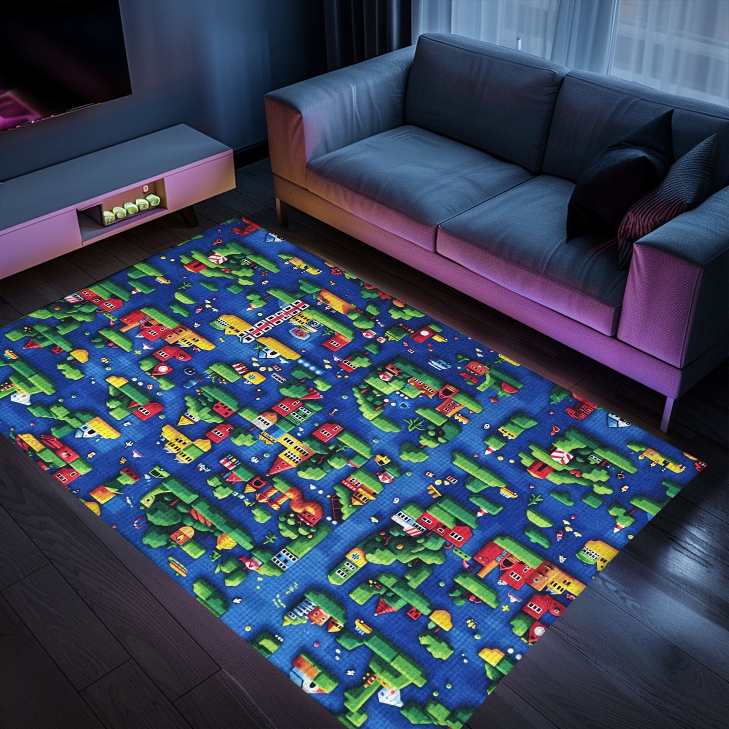 Nostalgic 70s Arcade Game Room Carpet - Perfect for Living Room Decor and Dedicated Gamers, Arcade Decor, Gift for Gamers, Video Game Lovers G13