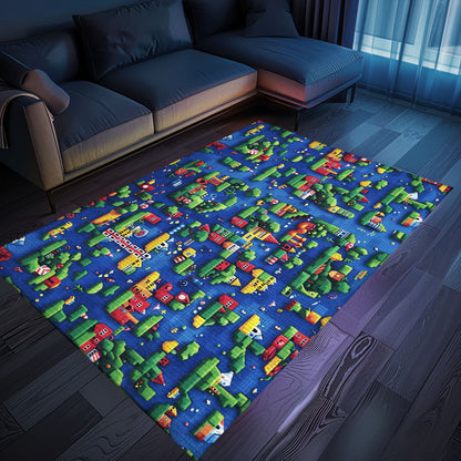 Nostalgic 70s Arcade Game Room Carpet - Perfect for Living Room Decor and Dedicated Gamers, Arcade Decor, Gift for Gamers, Video Game Lovers G13