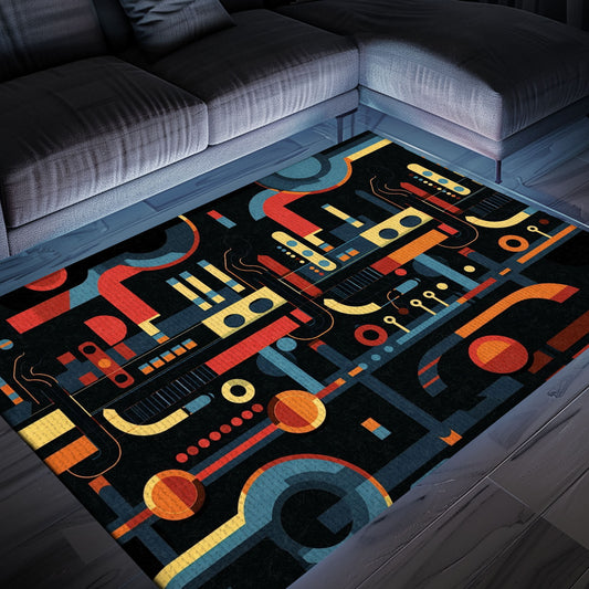 70s Style Arcade Game Room Area Rug - Transform Your Living Room with Nostalgic Video Game Decor, Arcade Decor, Gift for Gamers, Video Game Lovers G8