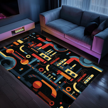 70s Style Arcade Game Room Area Rug - Transform Your Living Room with Nostalgic Video Game Decor, Arcade Decor, Gift for Gamers, Video Game Lovers G8