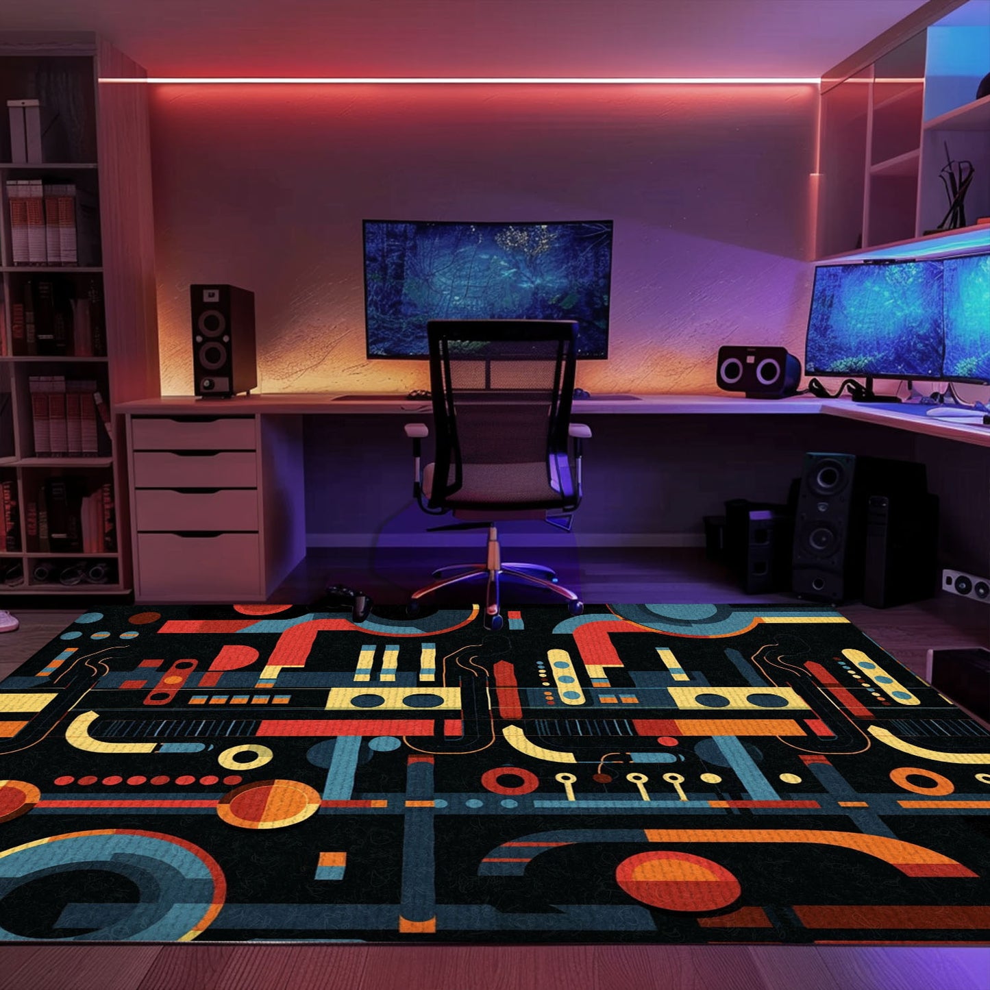 70s Style Arcade Game Room Area Rug - Transform Your Living Room with Nostalgic Video Game Decor, Arcade Decor, Gift for Gamers, Video Game Lovers G8