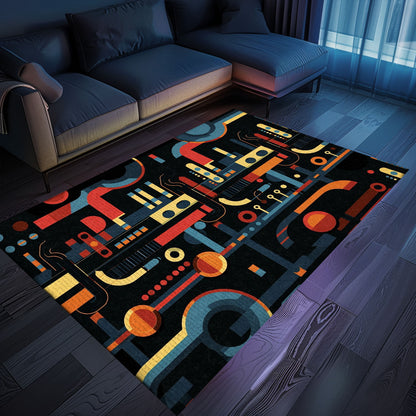 70s Style Arcade Game Room Area Rug - Transform Your Living Room with Nostalgic Video Game Decor, Arcade Decor, Gift for Gamers, Video Game Lovers G8