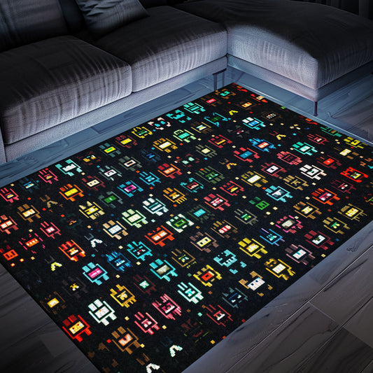 Classic 70s Arcade Carpet for Living Room - Ideal for Gamers Who Love Vintage Video Game Decor, Arcade Decor, Gift for Gamers, Video Game Lovers G6