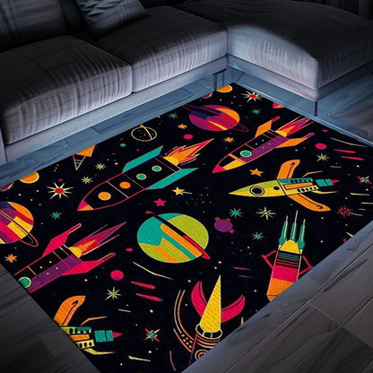 Gamers' Retro 70s Arcade Area Rug for Bedroom - Perfect Gift for Video Game Enthusiasts and Decor Lovers, Arcade Decor, Gift for Gamers, Video Game Lovers G16