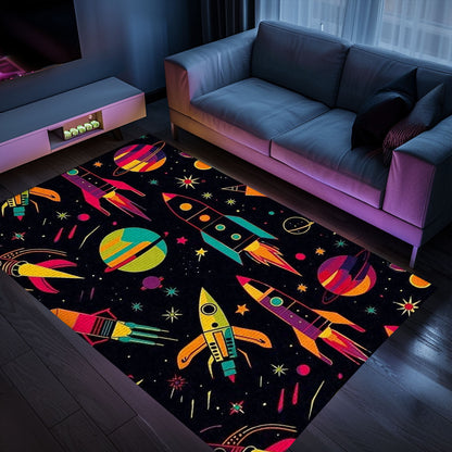 Gamers' Retro 70s Arcade Area Rug for Bedroom - Perfect Gift for Video Game Enthusiasts and Decor Lovers, Arcade Decor, Gift for Gamers, Video Game Lovers G16