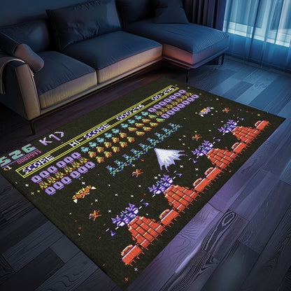 Bring the Arcade Home with 80s Arcade Carpet, Evoking Memories of Space Invaders, Ideal for Video Game Enthusiasts, Arcade Decor, Gift for Gamers, Video Game Lovers G239