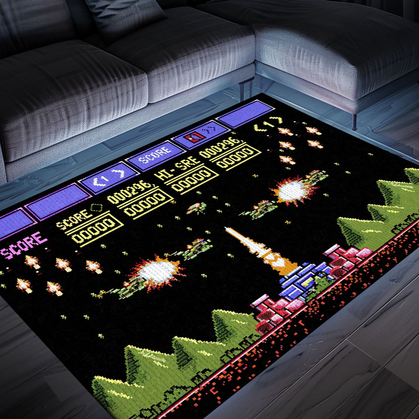 Revamp Your Room with 80s Arcade Carpet, Channeling the Spirit of Space Invaders, Perfect for Gamers, Arcade Decor, Gift for Gamers, Video Game Lovers G237
