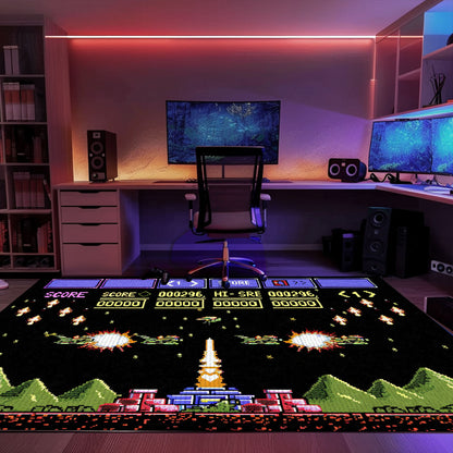 Revamp Your Room with 80s Arcade Carpet, Channeling the Spirit of Space Invaders, Perfect for Gamers, Arcade Decor, Gift for Gamers, Video Game Lovers G237