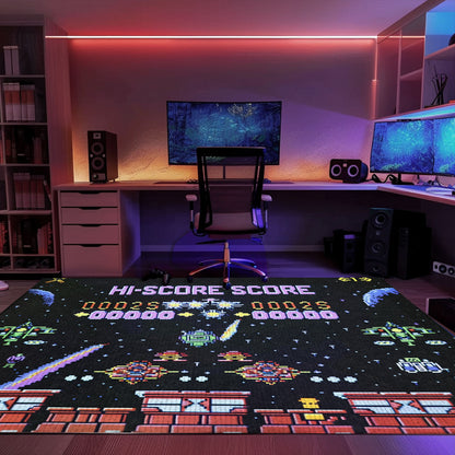 Dive into Gaming Paradise with 80s Arcade Carpet Featuring Space Invaders Theme, Must-Have for Video Game Aficionados, Arcade Decor, Gift for Gamers, Video Game Lovers G235