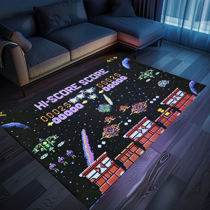 Dive into Gaming Paradise with 80s Arcade Carpet Featuring Space Invaders Theme, Must-Have for Video Game Aficionados, Arcade Decor, Gift for Gamers, Video Game Lovers G235