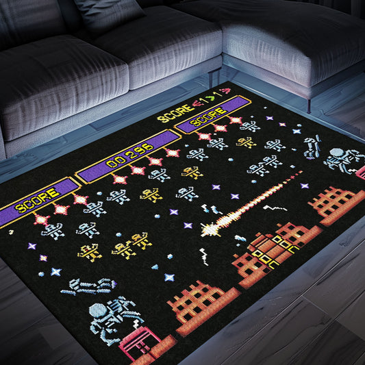 Upgrade Your Home Decor with 80s Arcade Carpet Infused with Space Invaders Aesthetic, Perfect for Arcade Enthusiasts, Arcade Decor, Gift for Gamers, Video Game Lovers G234
