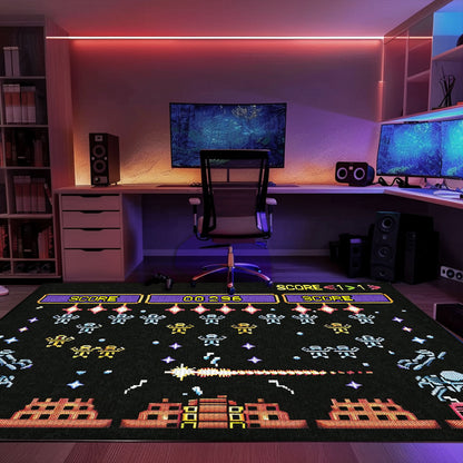 Upgrade Your Home Decor with 80s Arcade Carpet Infused with Space Invaders Aesthetic, Perfect for Arcade Enthusiasts, Arcade Decor, Gift for Gamers, Video Game Lovers G234