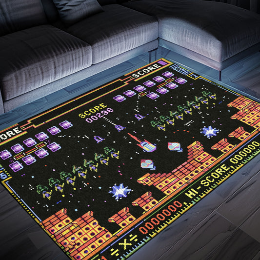 Imbue Your Living Space with Retro Gaming Charm with 80s Arcade Carpet, Reminiscent of Space Invaders Era, Arcade Decor, Gift for Gamers, Video Game Lovers G233