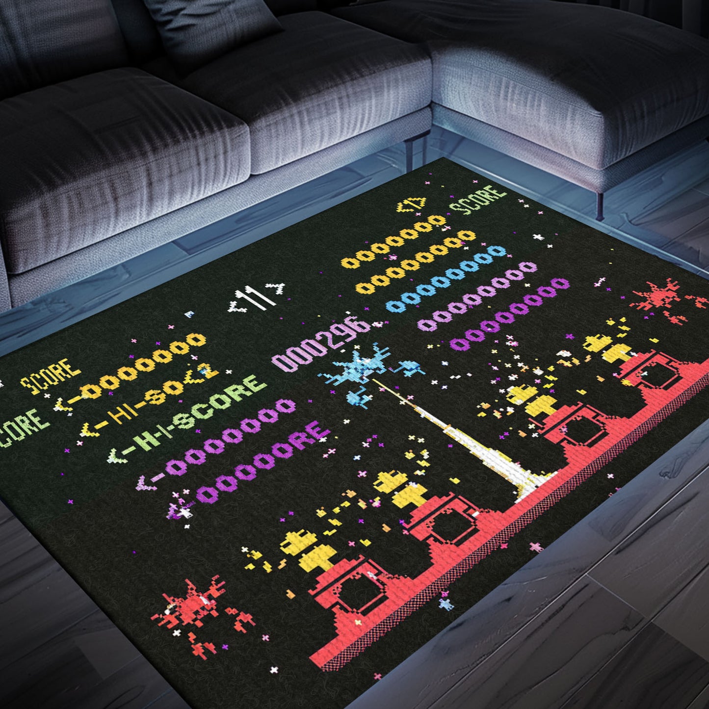 Channel Your Inner Gamer with 80s Arcade Carpet Inspired by Space Invaders, Ideal for Gaming Enthusiasts' Rooms, Arcade Decor, Gift for Gamers, Video Game Lovers G231
