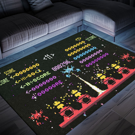 Channel Your Inner Gamer with 80s Arcade Carpet Inspired by Space Invaders, Ideal for Gaming Enthusiasts' Rooms, Arcade Decor, Gift for Gamers, Video Game Lovers G231