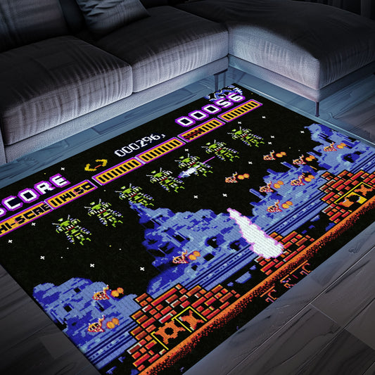 Personalize Your Gaming Den with 80s Arcade Carpet Featuring Iconic Space Invaders Design, Perfect for Arcade Vibes, Arcade Decor, Gift for Gamers, Video Game Lovers G230