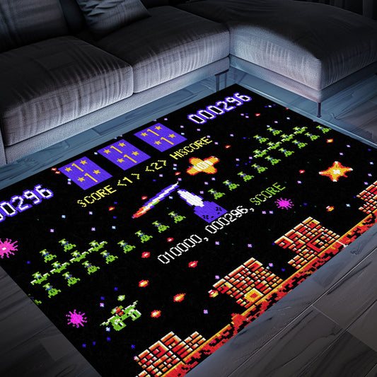 Infuse Your Room with Gaming Nostalgia with 80s Arcade Carpet Inspired by Space Invaders, Perfect for Retro Vibes, Arcade Decor, Gift for Gamers, Video Game Lovers G240