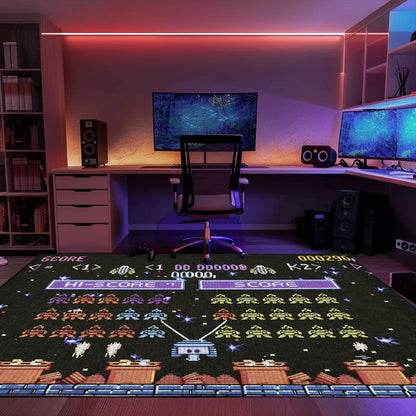 Create an Authentic Arcade Atmosphere with 80s Arcade Carpet Evoking the Excitement of Space Invaders, Perfect for Gamers, Arcade Decor, Gift for Gamers, Video Game Lovers G227