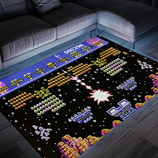 Immerse Yourself in Gaming Paradise with 80s Arcade Carpet Capturing Space Invaders Aesthetic, Ideal for Gamers, Arcade Decor, Gift for Gamers, Video Game Lovers G225