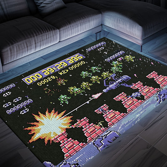 Transform Your Living Space with 80s Arcade Carpet Paying Tribute to Space Invaders, the Ultimate Gift for Gamers, Arcade Decor, Gift for Gamers, Video Game Lovers G223