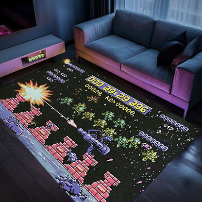 Transform Your Living Space with 80s Arcade Carpet Paying Tribute to Space Invaders, the Ultimate Gift for Gamers, Arcade Decor, Gift for Gamers, Video Game Lovers G223