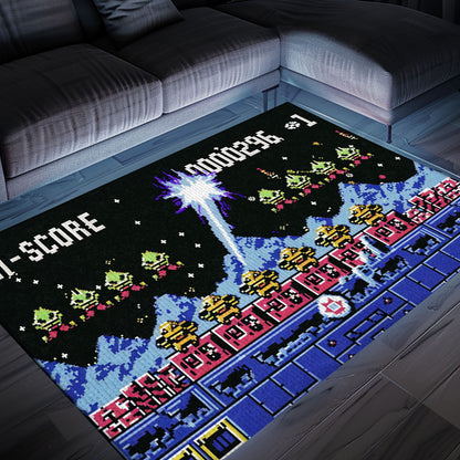 Dive into Gaming Nostalgia with 80s Arcade Carpet Featuring Space Invaders Theme, Perfect for Video Game Enthusiasts, Arcade Decor, Gift for Gamers, Video Game Lovers G221
