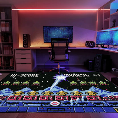 Dive into Gaming Nostalgia with 80s Arcade Carpet Featuring Space Invaders Theme, Perfect for Video Game Enthusiasts, Arcade Decor, Gift for Gamers, Video Game Lovers G221